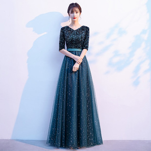 Large Choir Costume Women's Long Dress Dark Green Adult Choir Costume 2023 New Elegant Long Dress
