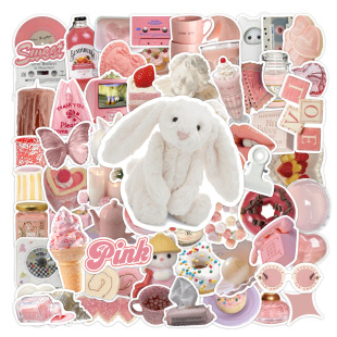 70 INS Wind pink personality stickers luggage hand account milk tea cup graffiti decorative waterproof stickers wholesale
