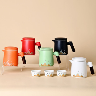 Tea Set Set Quick Cup Travel Portable Outdoor Ceramic Teapot with Lid Filter Custom Logo Gift Giving