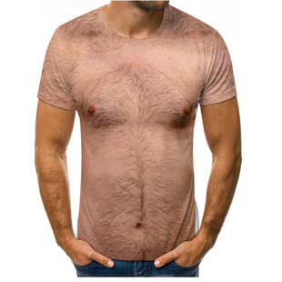 Summer New Muscle Crewneck T-shirt 3D Digital Printing Men's Loose Casual Short-sleeved Shirt