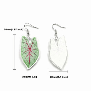 Creative Temperament Exaggerated Acrylic Love Green Powder Leaf Turtle Leaf Summer Holiday Personalized Earrings