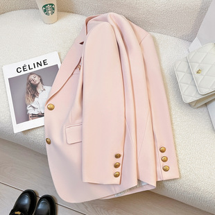 Pink Casual Suit Jacket Women's 2025 Spring New Korean Style Design Sense Goddess Fan Gentle All-match Small Suit
