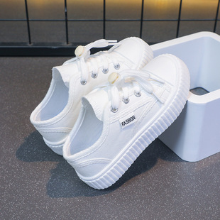 Children's Canvas Shoes 2025 Summer New Student White Shoes Boys Sports Sneakers Girls Breathable Casual Shoes