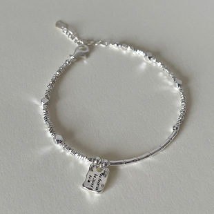 Korean style niche design silver square letter bracelet women's fashionable simple elegant all-match high-grade bracelet