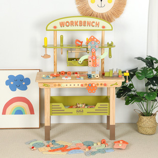 Children's Wooden Green Assembled Tool Table Kindergarten Nut Combination Maintenance Screw Tool Educational Toys