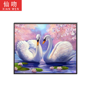 DIY Diamond painting full diamond square diamond Swan cherry blossom decorative painting bedroom study hanging painting factory direct sales