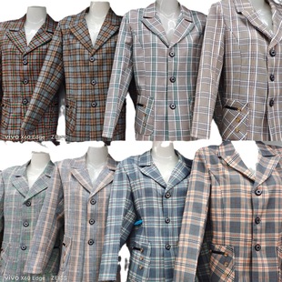 Middle-aged and Elderly Plaid plus size Women's Suit Mother's Suit Fashionable Stylish Single-layer Suit Mother's Suit New Plaid Suit