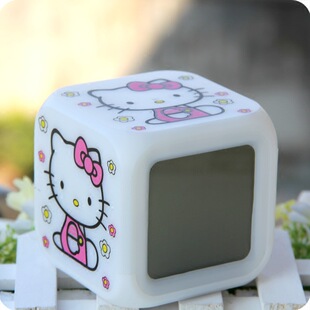 Square alarm clock electronic mute bedside bedroom luminous children cartoon personality creative student colorful clock lazy