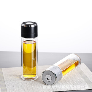High color value car business quick open cup glass tea separation cup men's and women's portable bubble cup double water cup