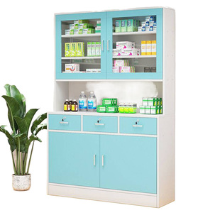 Western medicine cabinet clinic medical wooden pharmacy display cabinet treatment room disposal desk hospital medicine dispensing cabinet wholesale