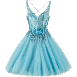 European and American Foreign Trade Amazon AliExpress Independent Station Short Dress Lace Ball Evening Dress Temperament Sling Evening Dress