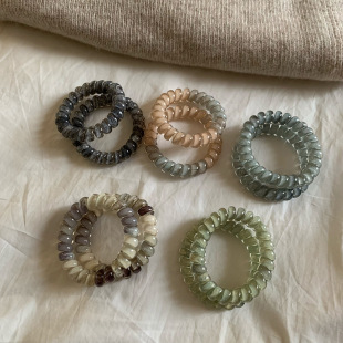 Korean Style Fresh and Gradual Style Telephone Line Hair Ring Hair Rope Simple Hair Rope Seamless Rubber Tendon Women's Hair Accessories with High Stretch