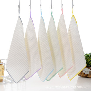 Factory wholesale wooden fiber waffle dish towel multi-functional kitchen cleaning dish cloth scouring pad Rag