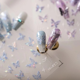 Shell Light Blue Butterfly Wings Butterfly Manicure Stickers Internet Popular Explosions Broken Sense Purple Butterfly Beautiful Nail Stickers