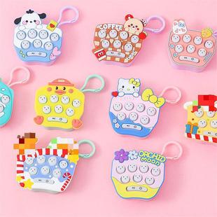 Cross-border mini handheld game cartoon pattern hamster electronic light-emitting decompression toy small key chain wholesale