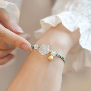 Новый китайский стиль сливового лотоса ручная веревка женская нишу китайский стиль ручной вязаный браслет в стиле ретро чувство дизайна