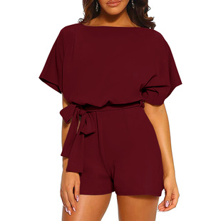 Europe and the United States cross-border in stock a generation of Amazon AliExpress summer short sleeve jumpsuit short sleeve jumpsuit