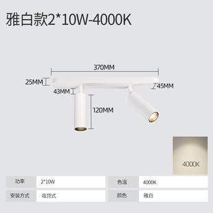 led open-mounted spotlight anti-glare adjustable angle double-head ceiling downlight non-opening clothing store commercial unowned lamp