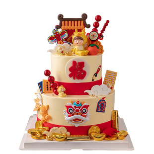 National Tide Dragon Baby Cake Decoration Zodiac Dragon Full Moon Banquet Chinese Children's Baby Hundred Days Birthday Dress Up