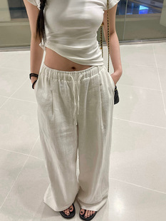 Wide Leg Pants Cotton and Linen 2025 New Casual Summer Women's Narrow Version Dagging Linen Pear-Shaped Figure Yamamoto Sunscreen Pants