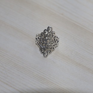 Japanese and Korean Trendy Retro Thai Silver Ring Women's Elegant Creative Leaf Ring Exaggerated Open Index Finger Ring for Men and Women