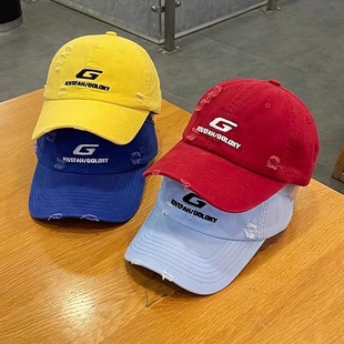Fashionable Old Hole Hip-hop Baseball Cap for Men and Women K-style Trendy Brand G Letter Hat Embroidered Peaked Cap Popular Street