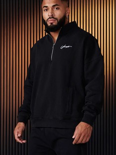 Autumn and Winter American YOUNG Half Zip Sweater Men's and Women's Simple Alphabet Fashionable Fitness Training Loose Pullover