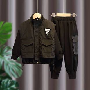 Autumn Boys' Spring Dress suit Western-style 2024 Spring Autumn Children's Sports Leisure Two-piece Autumn and Winter Fashionable