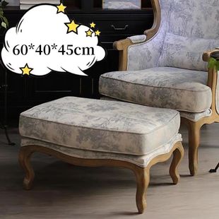 French Retro Solid Wood Sofa American Country Small Apartment Living Room Fabric Large Sofa Carved Three-Seat Sofa Chair
