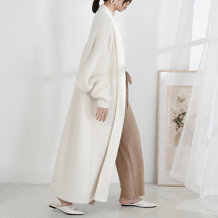 Mink fleece sweater cardigan mink fur coat oversize Loose Women's Mid-length batwing sleeve