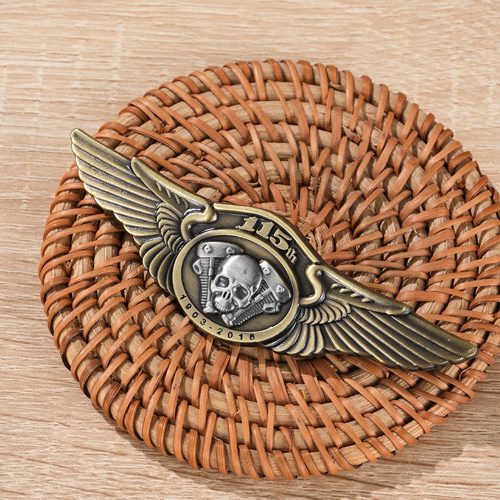 Skull Wings Motorcycle Logo Brooch Punk Retro Metal Badge Motorcycle Club Brooch Decoration