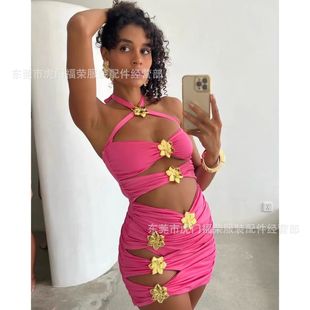 New Bikini Chest Alloy Three-dimensional Floral Jewelry Buckle Swimsuit Chicken Heart Gardenia Flower Decorative Buckle