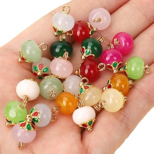 Chinese Style Cheongsam Plate Buckle Metal Double Flower Holder Round Bead Button Chinoiserie Han Dynasty Button National Trend Tang Suit Decorative Buckle Accessories
