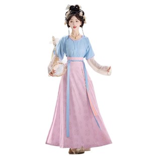 Весенний и летний новый костюм Tang Xuanzi Hanfu с воротником с круглым вырезом