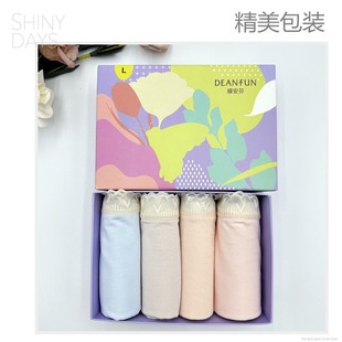 4-piece deanfen women's underwear boxer women's crotch mid-high waist hip lace elastic waist comfortable gift box
