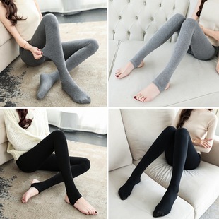 Step-on leggings women's outer wear spring and autumn thin gray plus size chubby girl long johns inner wear autumn and winter fleece-lined thick cotton pants