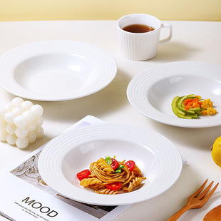 Western Food Plate Household High-grade Straw Hat Simple Tableware Retro Pagatti Salad Ins High-value Light Soup Plate