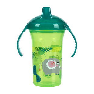 Four-color cartoon printed baby cup non-slip leak-proof duck beak drinking cup children's training cup with handle 300ml
