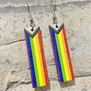 Cross-border Jewelry earrings Amazon wooden rainbow love Valentine's Day flag geometric simple gay butterfly earrings