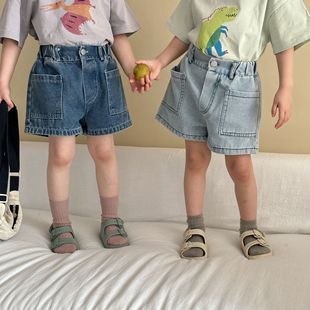 Children's Denim Short Pants Big Pocket Girls' Summer 2025 New Arrival Boys' Children's Wear Baby Loose Casual Pants