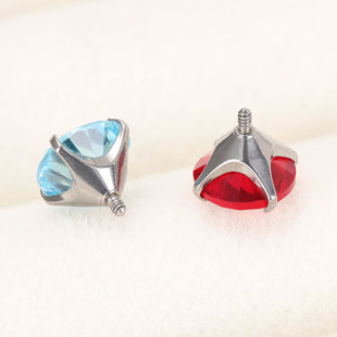 F136 titanium ear nail inner tooth round bottom claw inlaid with 5A zircon lip nail G23 titanium alloy external thread bowl bottom claw ear bone nail