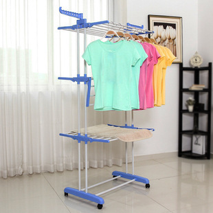 Cross-border Folding Wing Drying Hanger Household Balcony Baby Clothes Towel Drying Hanger Floor-standing Multi-layer Stretching Hanger