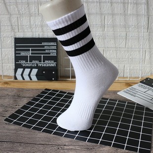 Striped three-bar casual sports socks extremely high men's socks basketball volleyball socks running socks Four Seasons thin