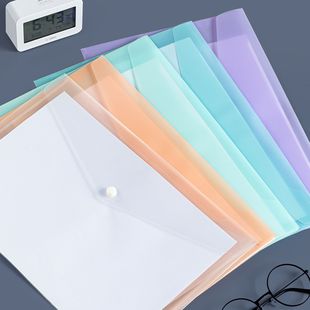 Transparent File Bag Thickened File Folder File Bag Classification Snap Button Data Bag Plastic Waterproof A4 Test Paper Storage Bag