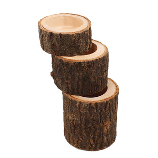 Cross-border Wooden Crafts Mini Candlestick Wooden Log Flower Pot Living Room Pendant Desktop Office Tree Sump