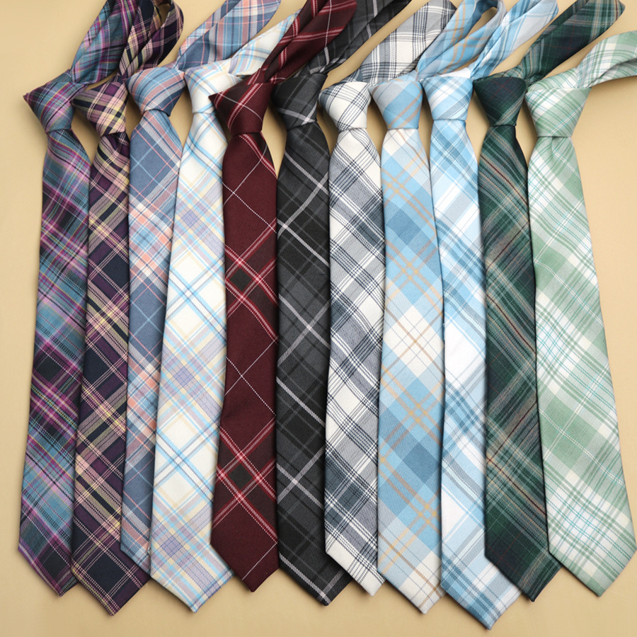 Men's and Women's Plaid Tie Jk Preppy Style 6cm Narrow Version Casual Hand-Tied Tie Student School Uniform Accessories Ready for Sale