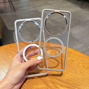 Применимо Huawei mate70pro Прозрачный чехол для телефона P70pro с большой дырой магнитной всасывания Mate60 Золотой щит чехол