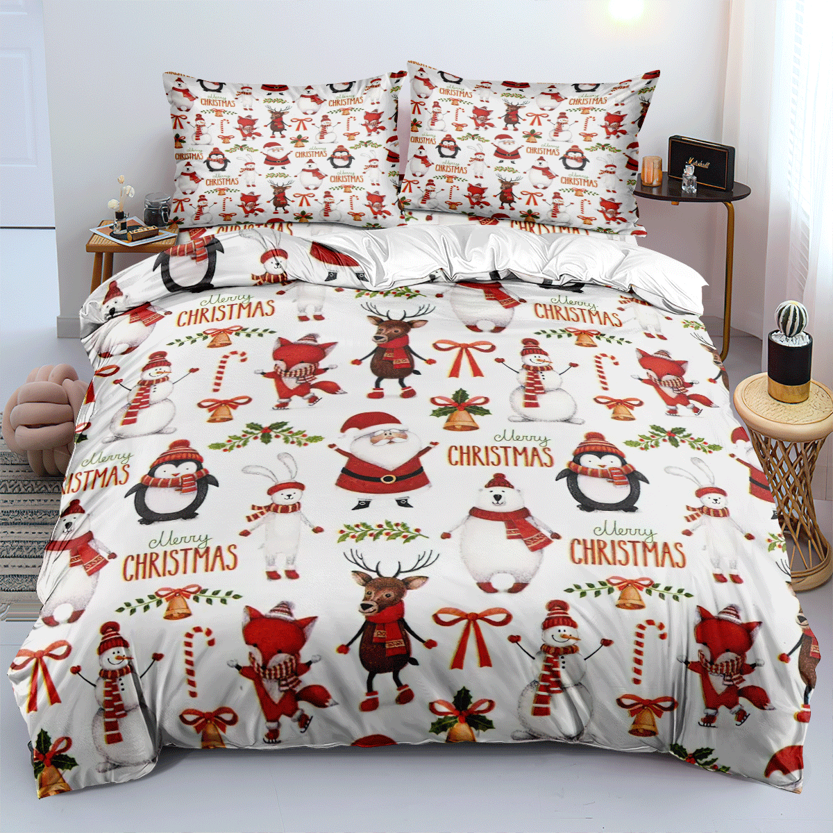 3D digital printing Christmas series three-piece four-piece bedding can be customized size picture