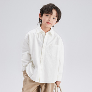 Simple Korean Style Boys' Shirt Spring 2024 New Children's Shirt Fashionable Handsome Comfortable Loose Boys' Jacket