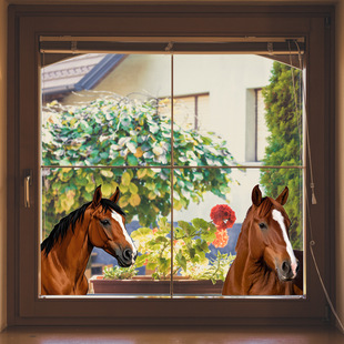 CBCJD293 cross-border animal electrostatic glass window glass double-sided color horse anti-collision film glue-free glass